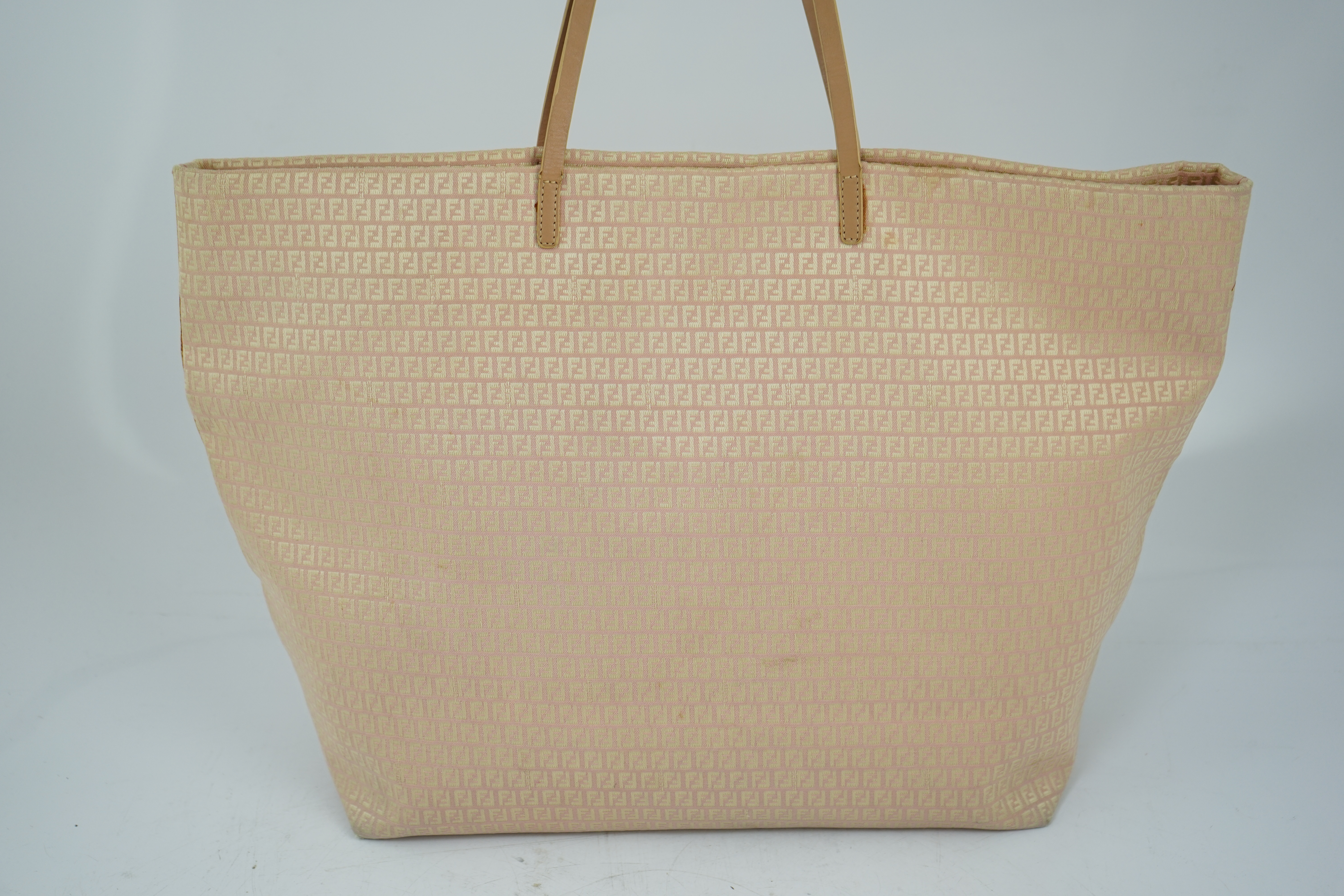 A Fendi Zucchino canvas tote bag in pink beige